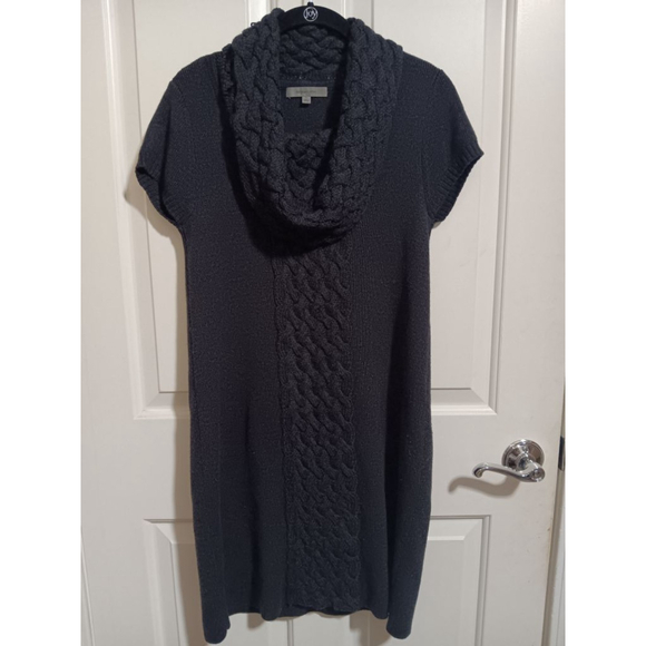 Classique's Entier 100% Soft Merino Wool Woven Chevron Panel Knit Sweater Dress - Picture 8 of 9